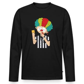 Clown Arbitre Jeu Officiel Sportsmanship Whistle - T-shirt manches longues Premium bio Homme - noir - Devant - Nico (187cm)