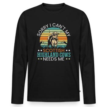 Tut mir leid, dass ich meine schottischen Hochlandkühe nicht brauchen kann - Männer Premium Bio Langarmshirt - Schwarz - Vorne - Nico (187cm)