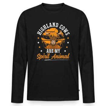 Les vaches des Highlands sont mon Animal Cow Whisperer - T-shirt manches longues Premium bio Homme - noir - Devant - Nico (187cm)