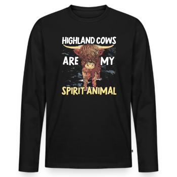 Hochlandkühe sind mein Geistertier Kuhflüsterer - Männer Premium Bio Langarmshirt - Schwarz - Vorne - Nico (187cm)