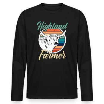 Highland Farmer Cow Whisperer Cow Farming Farm - Men's Premium Organic Long Sleeve Shirt - black - Front - Nico (187cm)