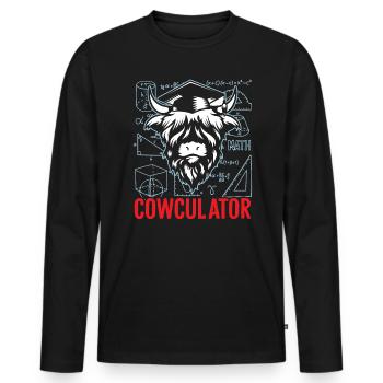 Cowculator Highland Farmer Cow Whisperer Math - Men's Premium Organic Long Sleeve Shirt - black - Front - Nico (187cm)