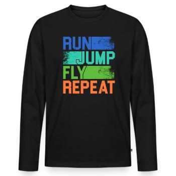Run Jump Fly Repeat Parkour Extreme Sport Traceur - Männer Premium Bio Langarmshirt - Schwarz - Vorne - Nico (187cm)