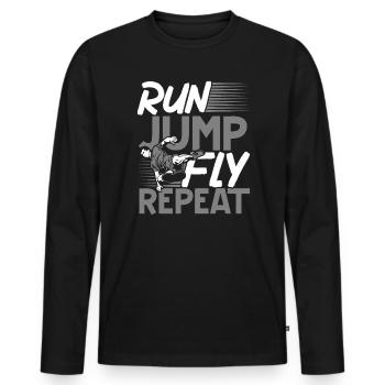 Run Jump Fly Repeat Parkour Extreme Sport Traceur - Männer Premium Bio Langarmshirt - Schwarz - Vorne - Nico (187cm)