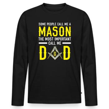 Freemason Dad Fraternal Freemasonry Square Compass - Men's Premium Organic Long Sleeve Shirt - black - Front - Nico (187cm)