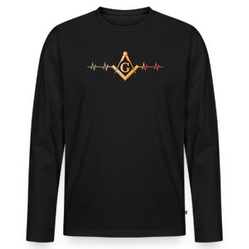 Freemason Fraternal Freemasonry Square Compass - Men's Premium Organic Long Sleeve Shirt - black - Front - Nico (187cm)