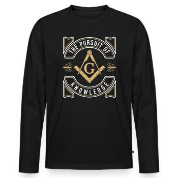 The Pursuit Of Knowledge Mason Fraternal Freemason - Men's Premium Organic Long Sleeve Shirt - black - Front - Nico (187cm)