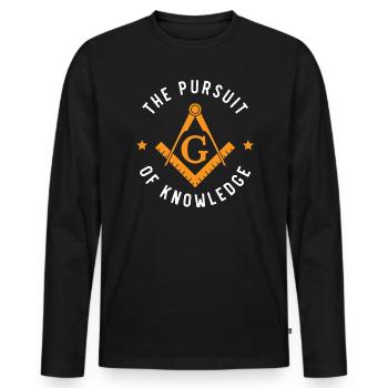 The Pursuit Of Knowledge Mason Fraternal Freemason - Men's Premium Organic Long Sleeve Shirt - black - Front - Nico (187cm)