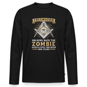 Freemason Fraternal Freemasonry Square Compass - Men's Premium Organic Long Sleeve Shirt - black - Front - Nico (187cm)
