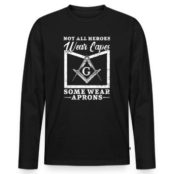 Freemason Fraternal Freemasonry Square Compass - Men's Premium Organic Long Sleeve Shirt - black - Front - Nico (187cm)
