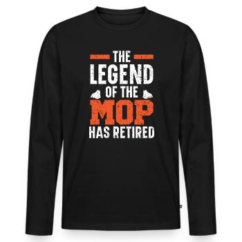 The Legend Of The Mop Has Retired Janitor - Men's Premium Organic Long Sleeve Shirt - black - Front - Nico (187cm)