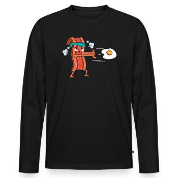 Speckesser Fleisch Liebhaber Ketogene Diät Baconoholic - Männer Premium Bio Langarmshirt - Schwarz - Vorne - Nico (187cm)