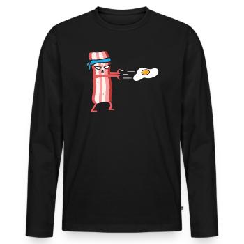 Speckesser Fleisch Liebhaber Ketogene Diät Baconoholic - Männer Premium Bio Langarmshirt - Schwarz - Vorne - Nico (187cm)