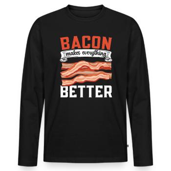 Speck macht alles besser Fleisch Ketogene Diät - Männer Premium Bio Langarmshirt - Schwarz - Vorne - Nico (187cm)