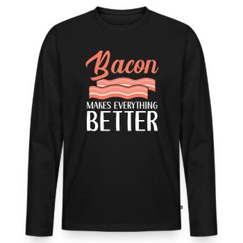 Speck macht alles besser Fleisch Ketogene Diät - Männer Premium Bio Langarmshirt - Schwarz - Vorne - Nico (187cm)