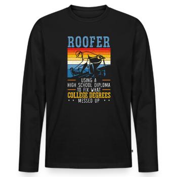 Stolzer Dachdecker Dachflüsterer Dachdecker Ninja Job Dachdecker - Männer Premium Bio Langarmshirt - Schwarz - Vorne - Nico (187cm)