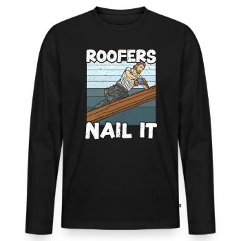 Dachdecker nageln es Dach Mechanischer Dachdecker - Männer Premium Bio Langarmshirt - Schwarz - Vorne - Nico (187cm)