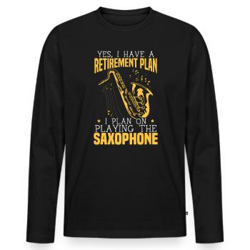 Retired Saxophonist Instrumentalist Saxophone - Men's Premium Organic Long Sleeve Shirt - black - Front - Nico (187cm)