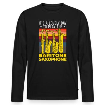 Une belle journée pour jouer du saxophone baryton - T-shirt manches longues Premium bio Homme - noir - Devant - Nico (187cm)