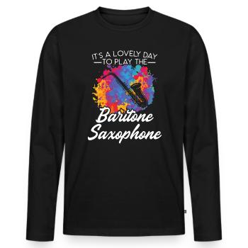 Ein schöner Tag, um Baritonsaxophon zu spielen - Männer Premium Bio Langarmshirt - Schwarz - Vorne - Nico (187cm)