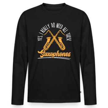 Saxophonist Saxophonist Musiker Instrumentalist - Männer Premium Bio Langarmshirt - Schwarz - Vorne - Nico (187cm)