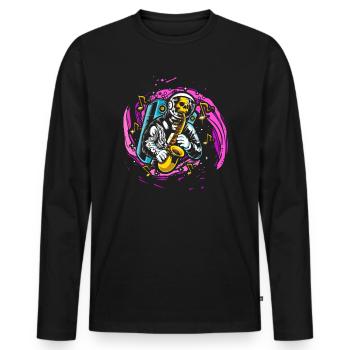 Astronaut Saxophon Saxophonist Musiker - Männer Premium Bio Langarmshirt - Schwarz - Vorne - Nico (187cm)