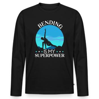 Bending Is My Superpowers Spiritual Workout Yoga - Men's Premium Organic Long Sleeve Shirt - black - Front - Nico (187cm)