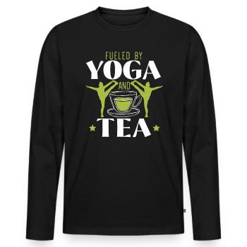 Fueled By Yoga And Tee Exercise Meditate Yoga - Men's Premium Organic Long Sleeve Shirt - black - Front - Nico (187cm)