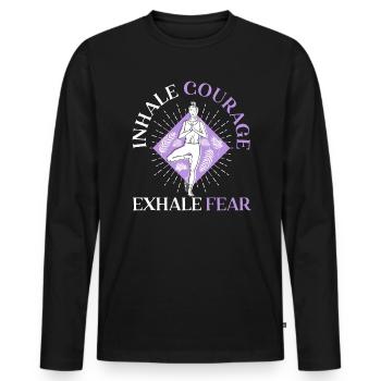 Inhale Courage Exhale Fear Spiritual Fitness Yoga - Men's Premium Organic Long Sleeve Shirt - black - Front - Nico (187cm)