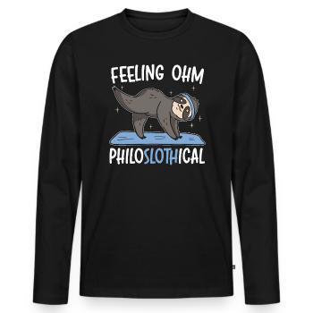Fühlen Philoslothical Fitness Yoga Meditieren Faultier - Männer Premium Bio Langarmshirt - Schwarz - Vorne - Nico (187cm)