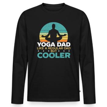 Je suis un papa de yoga comme un papa régulalr mais plus cool - T-shirt manches longues Premium bio Homme - noir - Devant - Nico (187cm)