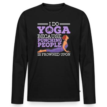 I Do Yoga Because Punching People Is Frowned Upon - Men's Premium Organic Long Sleeve Shirt - black - Front - Nico (187cm)