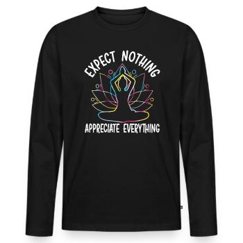Attendez-vous à rien Appréciez tout Fitness Yoga - T-shirt manches longues Premium bio Homme - noir - Devant - Nico (187cm)