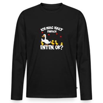 Ente Ich Mag Halt einfach Enten Ok - Männer Premium Bio Langarmshirt - Schwarz - Vorne - Nico (187cm)