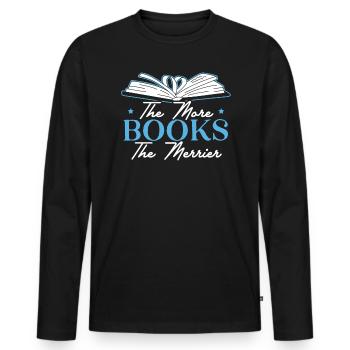 Le plus de livres L’amateur de livres Plus joyeux - T-shirt manches longues Premium bio Homme - noir - Devant - Nico (187cm)