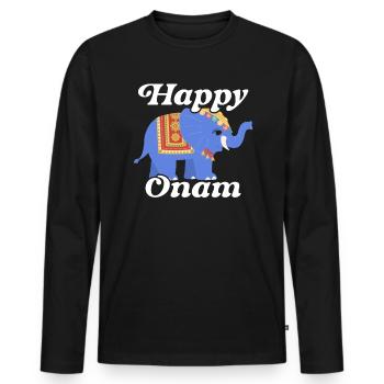 Happy Onam Festival India Holiday Indian Kerala - Men's Premium Organic Long Sleeve Shirt - black - Front - Nico (187cm)