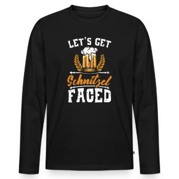 Obtenons Schnitzel Face Buveur de bière - T-shirt manches longues Premium bio Homme - noir - Devant - Nico (187cm)