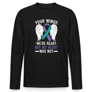 Deine Flügel sind wir bereit, aber mein Herz war nicht - Männer Premium Bio Langarmshirt - Schwarz - Vorne - Nico (187cm)