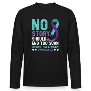 Aucune histoire ne devrait se terminer trop tôt Prévention du suicide - T-shirt manches longues Premium bio Homme - noir - Devant - Nico (187cm)