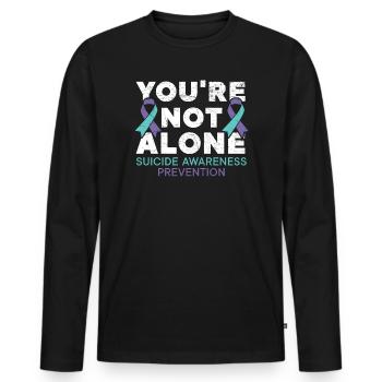 Vous n’êtes pas seul sensibilisation à la prévention du suicide - T-shirt manches longues Premium bio Homme - noir - Devant - Nico (187cm)