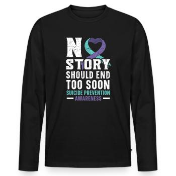 No Story Should End Too Soon Suicide Prevention - Men's Premium Organic Long Sleeve Shirt - black - Front - Nico (187cm)