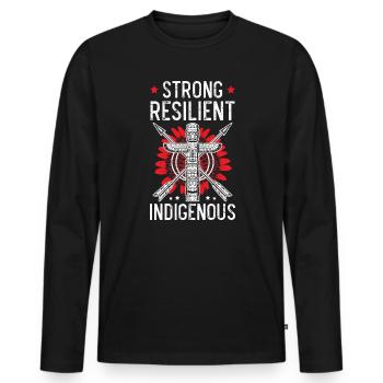 Starkes, widerstandsfähiges indigenes amerikanisches Amerika - Männer Premium Bio Langarmshirt - Schwarz - Vorne - Nico (187cm)
