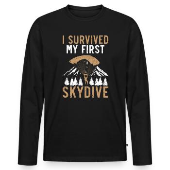 I Survived My First Skydive Parachute Skydiver - Men's Premium Organic Long Sleeve Shirt - black - Front - Nico (187cm)