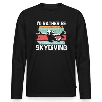 Je préfère faire du parachutisme parachutiste - T-shirt manches longues Premium bio Homme - noir - Devant - Nico (187cm)
