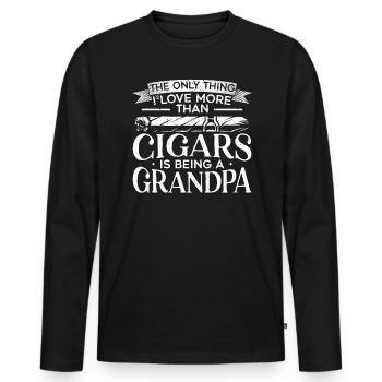 Opa Zigarettenraucher Zigarre Großvater - Männer Premium Bio Langarmshirt - Schwarz - Vorne - Nico (187cm)