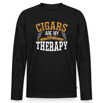 Zigarren sind meine Therapie Tabak Zigarettenrauchen - Männer Premium Bio Langarmshirt - Schwarz - Vorne - Nico (187cm)
