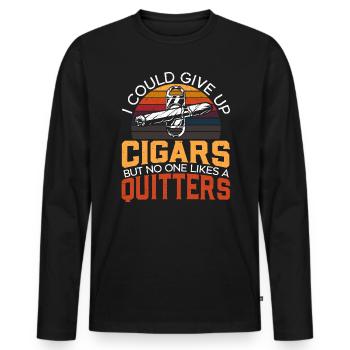 Ich könnte auf Zigarren verzichten, aber niemand mag einen Quitter - Männer Premium Bio Langarmshirt - Schwarz - Vorne - Nico (187cm)