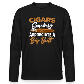 Les fumeurs de cigares apprécient une grosse cigarette - T-shirt manches longues Premium bio Homme - noir - Devant - Nico (187cm)