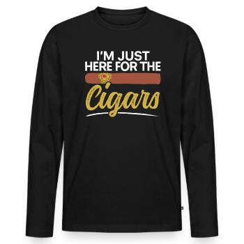 Je suis juste ici pour les cigares cigarettes - T-shirt manches longues Premium bio Homme - noir - Devant - Nico (187cm)