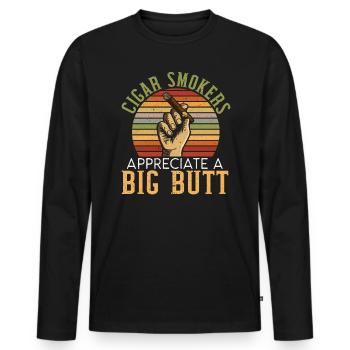 Les fumeurs de cigares apprécient une grosse cigarette - T-shirt manches longues Premium bio Homme - noir - Devant - Nico (187cm)